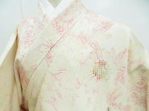 リサイクル　小紋　変わり織　絞り　菊模様　着物